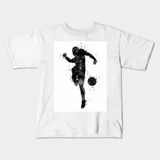 Soccer Boy Player Black and White Kids T-Shirt by LotusGifts